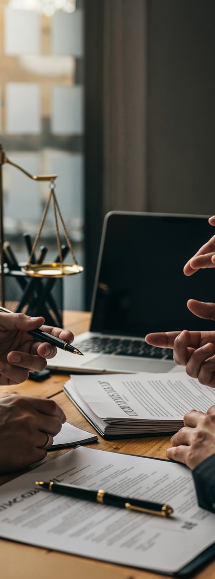 Legal team reviewing documents for an advocacy and dispute resolution matter