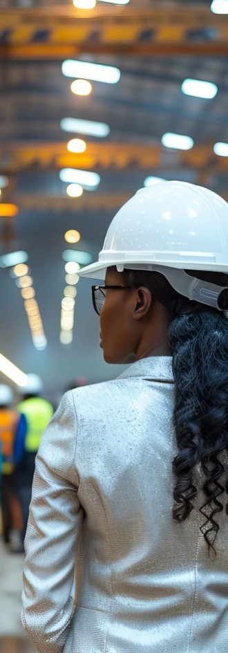 Woman in hard hat on an industrial site for the Labour and Industrial Relations practice